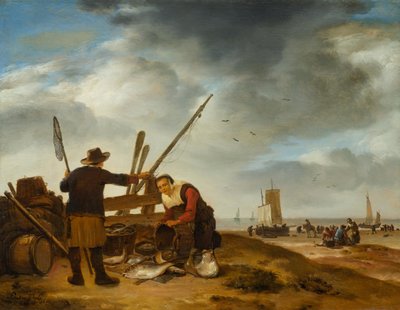 Fish Seller on the Beach of Scheveningen by Egbert van der Poel